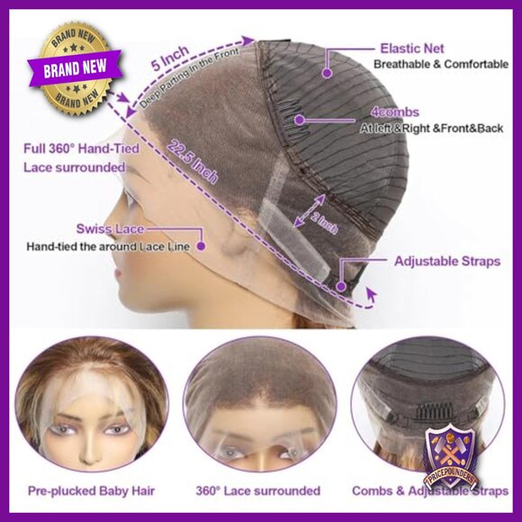 26 Inch Human Hair 360 Lace Front Wig Pre Plucked Body Wave Glueless